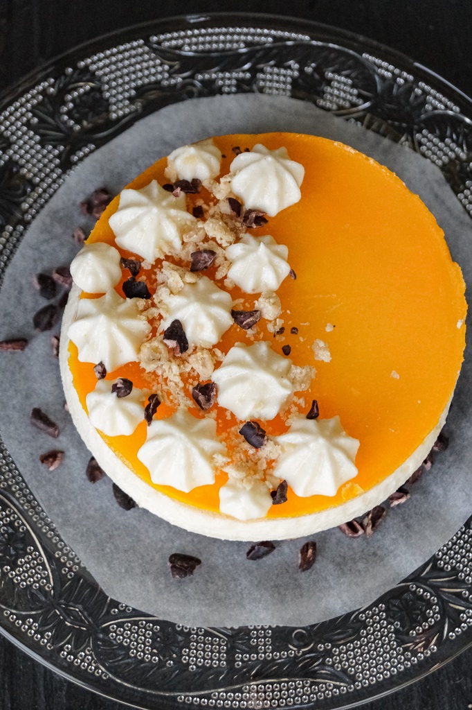 Cashew-Kokosnuss-Cheesecake mit Zitrusfrüchte-Gelee – deliciouslyVEGGIE